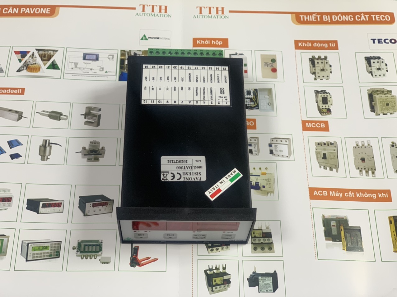 Đầu cân điện tử Pavone DAT500 - Chi tiết nhãn và cầu đấu Đầu cân điện tử Pavone DAT500 - Chi tiết tem nhãn và cầu đấu