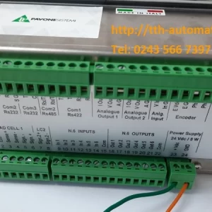 Mặt sau đầu cân băng tải Pavone MC353 với các cổng load cell, encoder, RS485 và I/O