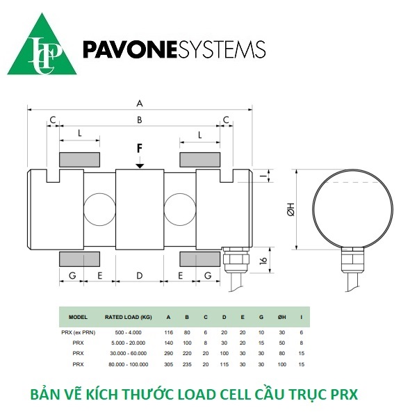 ban-ve-kich-thuoc-load-cell-cau-truc-prx-pavone Bản vẽ đầy đủ kích thước cảm biến trọng lượng load cell PRX chuyên dùng cân cầu trục.